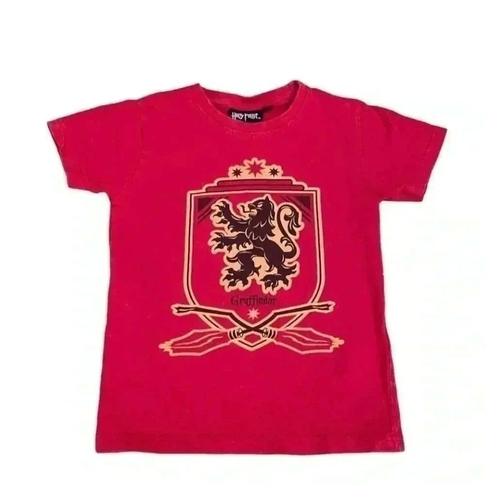 Harry Potter Kids Crest Short Sleeves Cotton Graphic Red T-Shirt SZ 6 #1082